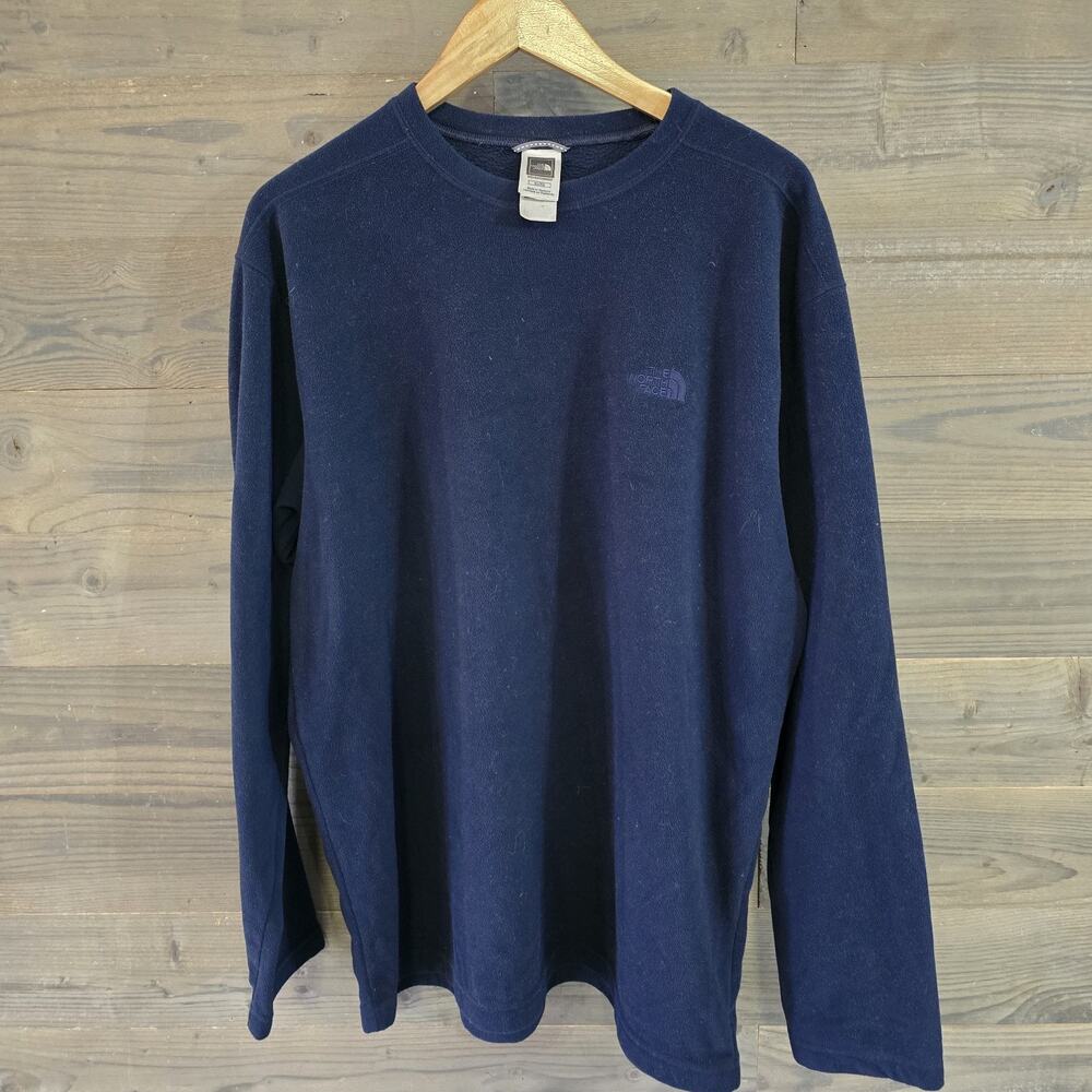 The North Face Fleece Pullover Crew Neck Sweatshirt Men's XL Navy Embroidered